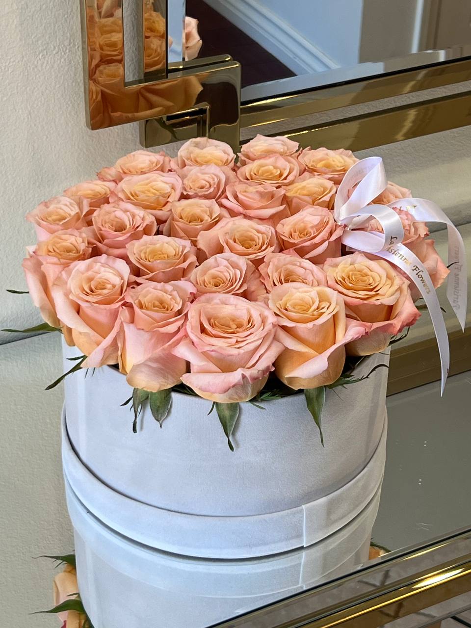 Peach Elegance Rose Box - FlowerStop LA