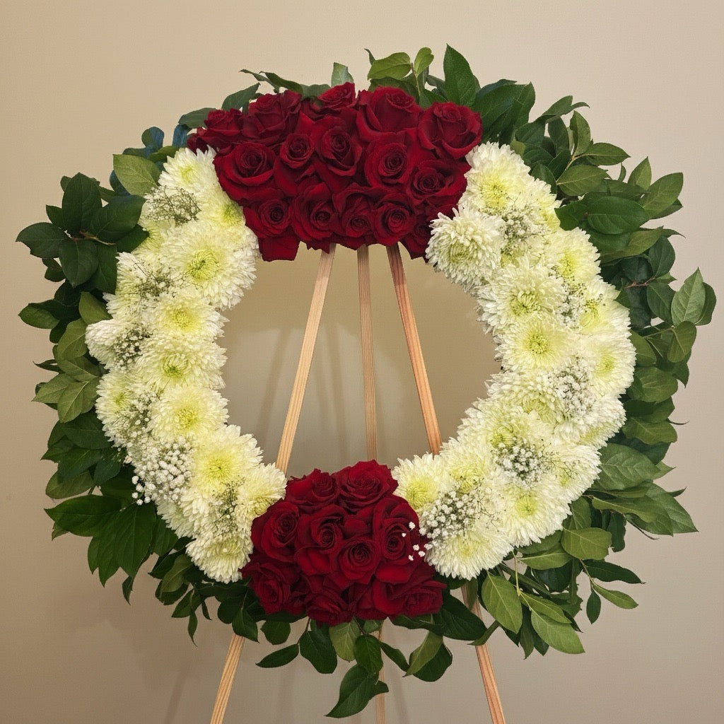 Crimson & Ivory Remembrance Wreath - FlowerStop LA