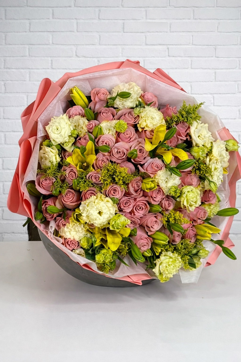 Golden Blush Garden Bouquet side view - FlowerStop LA