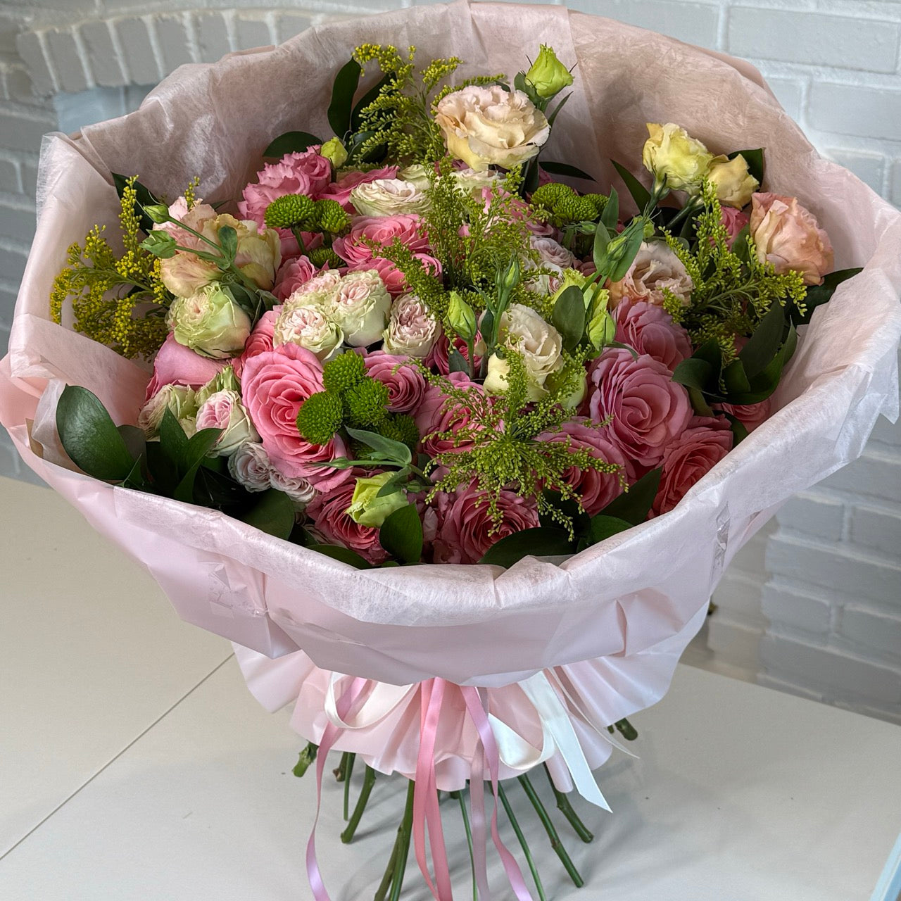 Elegant Pink & Cream Garden Bouquet - FlowerStop LA
