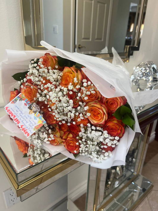 Sunset Glow Rose Bouquet - FlowerStop LA