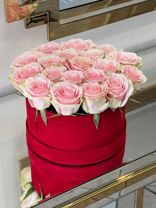 Blush Elegance Velvet Rose Box - FlowerStop LA