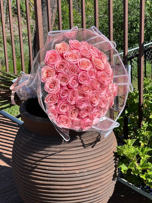 Blushing Pink Rose Bouquet - FlowerStop LA