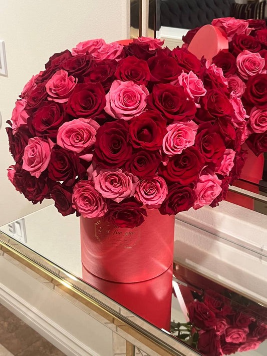 Crimson & Blush Rose Box - FlowerStop LA