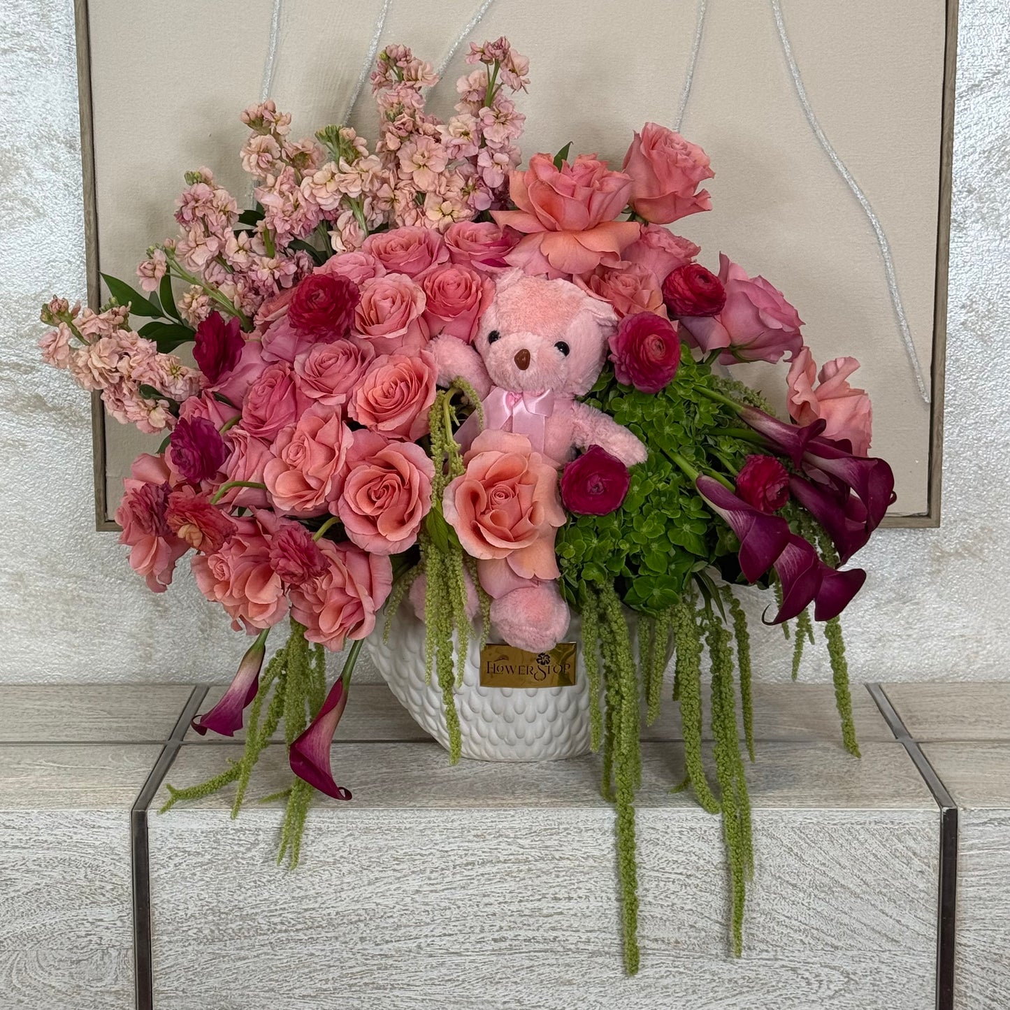 Blush Baby Dream Floral Basket - FlowerStop LA