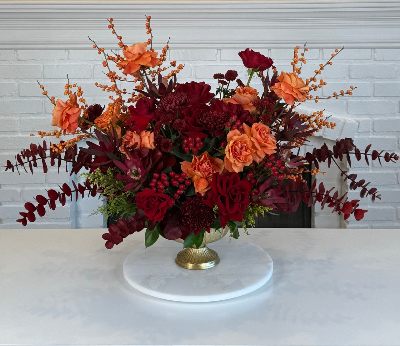 Crimson Harvest Luxury Vase Arrangement - FlowerStop LA