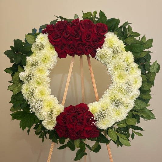 Crimson & Ivory Remembrance Wreath - FlowerStop LA