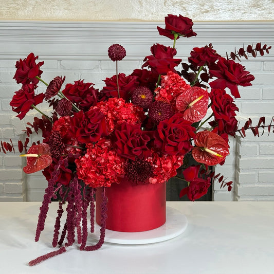 Crimson Luxe Rose Box Arrangement - FlowerStop LA