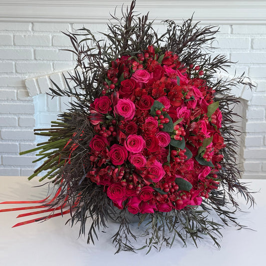 Ruby Ember Rose Bouquet - FlowerStop LA
