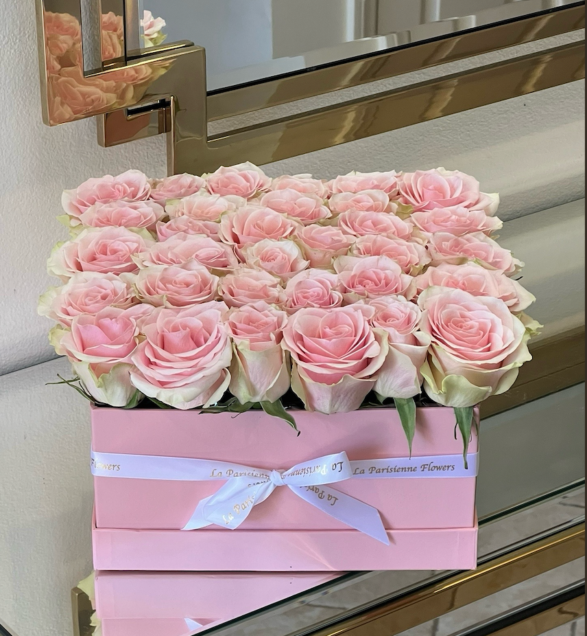 Blush Pink Rose Luxury Square Box - FlowerStop LA